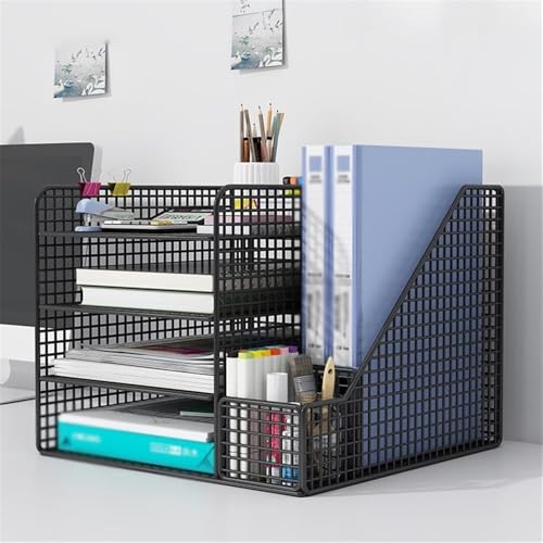 File Rack 4-Tier Desk Organizer Paper Letter Tray Mesh Desktop and Storage for Office Letter Trays