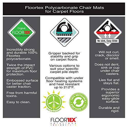 Floortex® Exclusive Ultimat® Polycarbonate Lipped Chair Mat for Carpets up to 1/2" - 35 x 47"