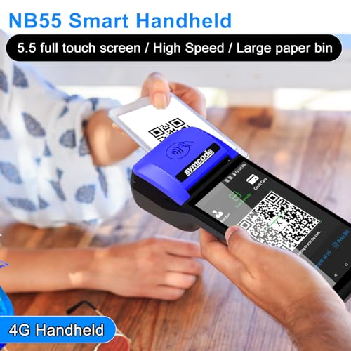 symcode POS PDA Mobile POS Machine Terminal Thermal Receipt Printer 5.99" High Resolution and Clear Touch Screen Handheld PDA Printer Android 8.1 OS Built-in Google Play and NFC