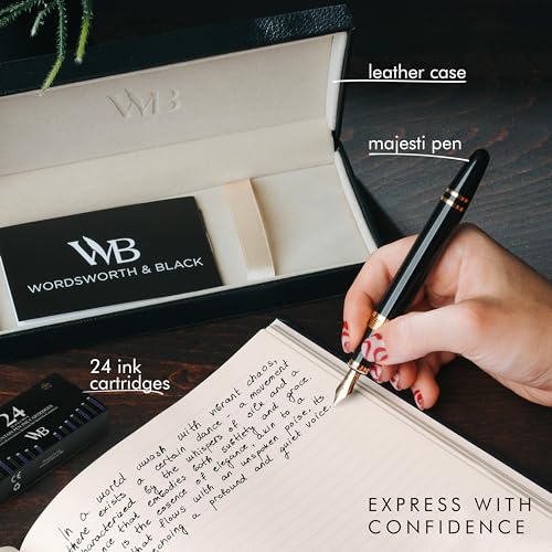 Wordsworth & Black Majesti Fountain Pen Set for Writing, Extra Fine Nib