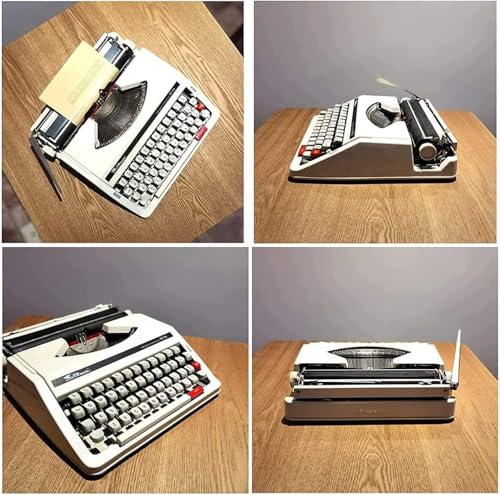 Mechanical English Typewriter, Traditional Antique Traditional Portable Manual Typewriter, for Notes or Letters or Creative Writing, Writers Literary Gift(White)