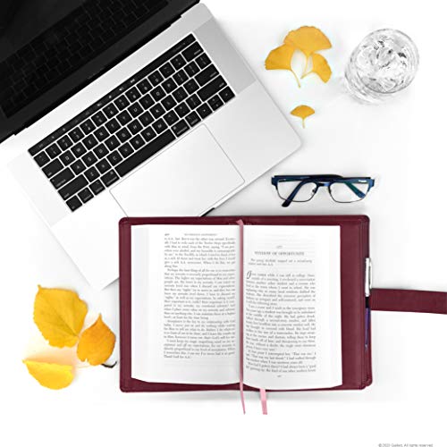 GALILEO® Double AA Big Book Cover & 12 Steps & 12 Traditions | Medallion Holder | AA Gift | Alcoholics Anonymous | PU Leather | AA Book Covers for Hardcover (Plain/Coin Pocket/Burgundy)