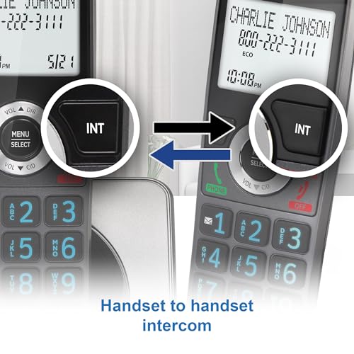 AT&T GL2101-2 DECT 6.0 2-Handset Cordless Phone with Call Block & Caller ID - Full-Duplex Speakerphone, 2" White Backlit Display, Lighted Keypad, Graphite & Black