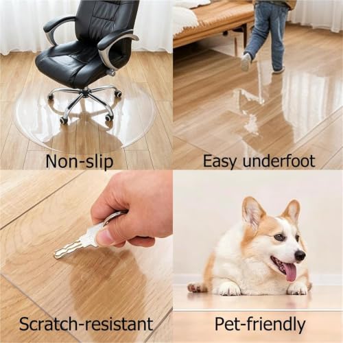 Beveled Edge Office Chair Mat Transparent Heavy Duty PVC