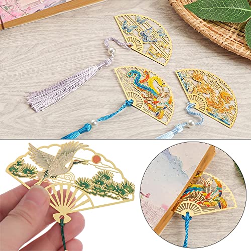 Bookmark Metal Creative Bookmark, Chinese Style Unique Hollow Out Bookmarks with Tassel Book Marker Clip Reader Student Office School Stationery Supplies Metal Bookmark (Color : 4) (3)