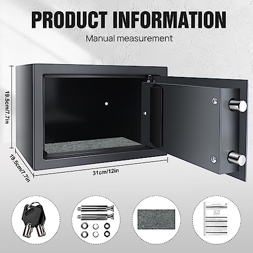 TBLOTYD Electronic Digital Safe Box Volume for Home Hotel Security with 2 Locking Bolts/Black/Gray 8.5L ，Black-Gray 8.5L