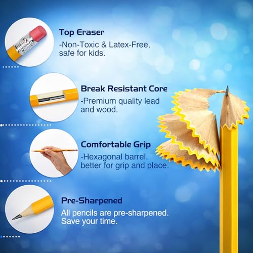 School Supply Boxes | 10 ct. Wooden Pencil Pack | 48 Packs | Pre-Sharpened No. 2 Wooden Pencils | 480 Total Pencils