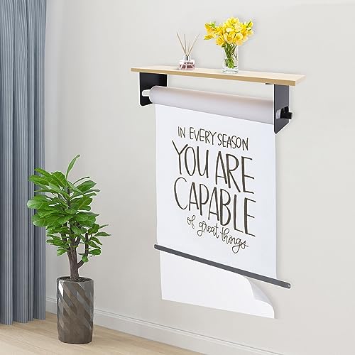 Paper Roll Cutter, 24 Inch Wall Mounted Kraft Paper Dispenser, Heavy Duty Hanging Paper Roll Holder, Multifunctional Message Board for Cafe, Clothing Store, Restaurant, Living Room
