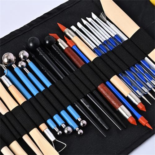 WODHAZNC 57 Sets of Ceramic Tools Multi-Purpose Carving Polymer Clay Silicone Pen Sculpture Auxiliary Tool Set