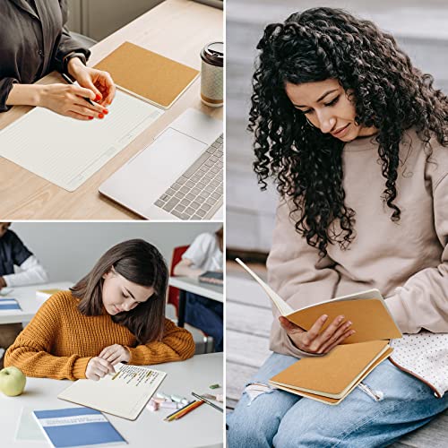 EUSOAR Kraft Subject Notebook Journals, 24 Pack A5 5.5" x 8.3" 60 Pages Kraft Brown Softcover Lined Notebooks, Travel Journal Notebook Notepad Set Bulk, Students Office Writing Diary Paper