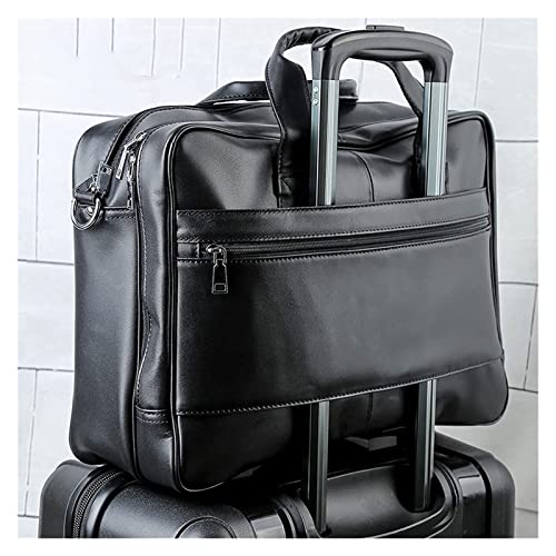 Men Expandable 17inch Laptop Bag Vintage Leather Office Handbag Large Satchel Messenger Shoulder Crossbody