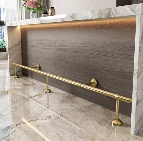 3 4 5 6 7 ft Extra-long Customizable Bar Foot Rail, Heavy Duty Coffee Shop Counter Footrest Hardware, Brushed Gold Home Bar Foot Rail(87cm/2.9ft)
