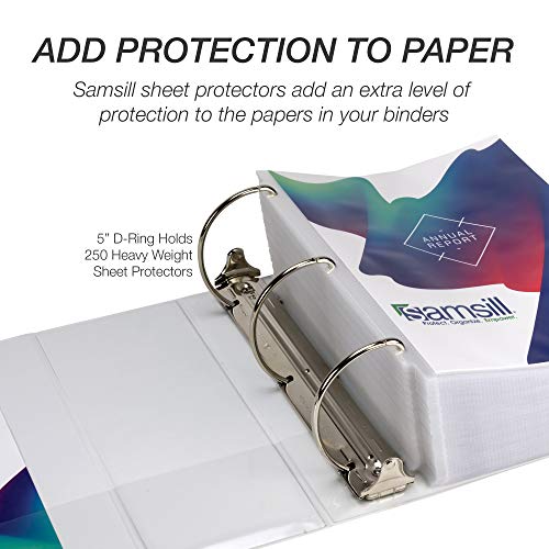 Samsill Durable 5 Inch 3 Ring Binder, D Ring Binder, Customizable Clear View, White, 2-Pack, Holds 1070 Pages