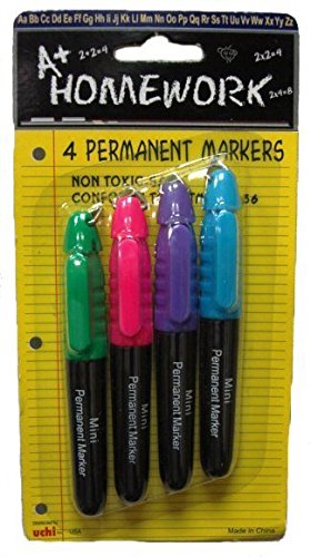 A+HOMEWORK Permanent Markers - Mini 3 in. - 4 Pack - Case of 48