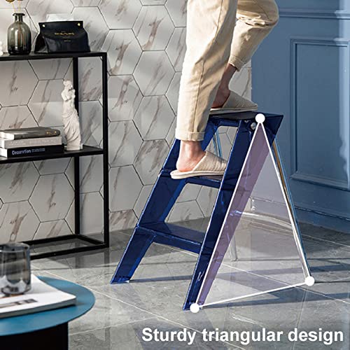 LWJQRSP 3 Step Ladder Folding Step Stool for Adults, Portable Acrylic Stool with Ladder, Adult Step Stools Foldable Stool for Home Office