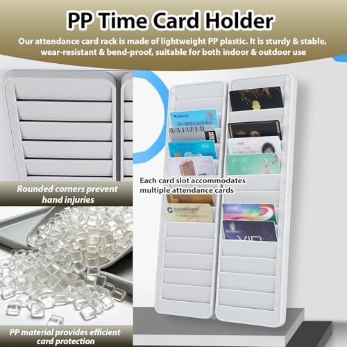 Employee ID Badge Wall Rack 28 Double Slots, 6 1/4 in Slot Depth Time Card Holder with Screws, Business Cards Display Prevents Jamming