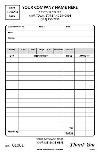 Invoices/Sales Receipt/Estimate / 2 Part Carbonless 5.5 x 8.5 / TMG032 / Black Ink (500)