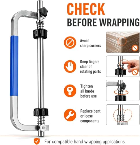 Stretch Film Dispenser Locking Collars and Side Grip,Handheld Pallet Wrapper and Film Winding (50cm)