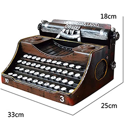 Vintage Typewriter Model, Vintage Typewriter Style Iron Art typewritant Manual Typewriter Photo Prop with Drawer Switch for at Home Office bar Decor