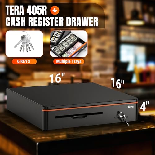 Tera Cash Register Drawer 16 inch: 5 Bill 8 Coin Media Slot for POS, 405R