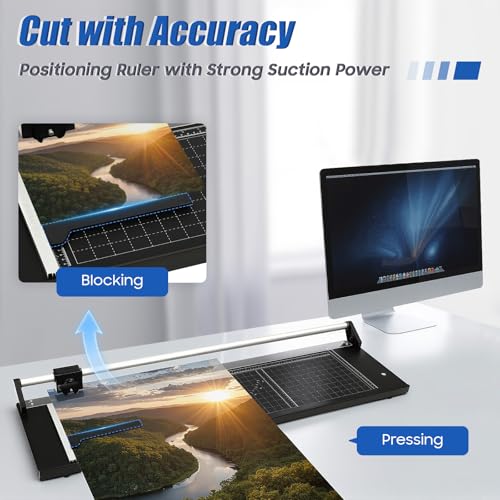 36 Inch Manual Precision Rotary Paper Trimmer, Rotary Paper Cutter Professional Rolling Trimmer for Photo, Film, Office, Thin Plastic Soft Board, PVC