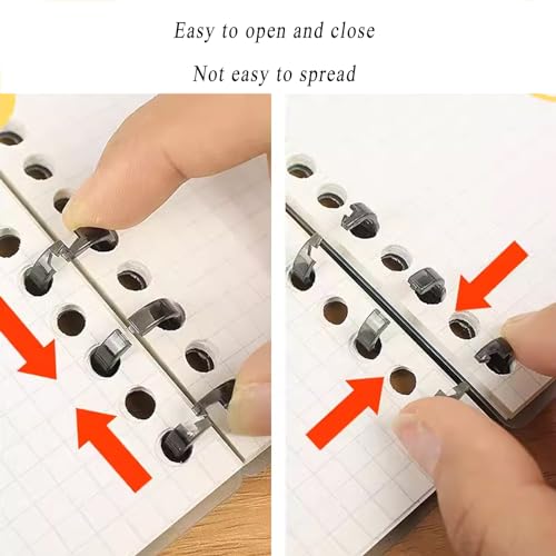 Binder Rings, 10Pcs Binder Rings Clips, 3 Ring Loose Leaf Binders Book, for Notebook Diary Photo Album Binding(Black)