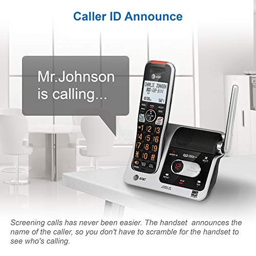 AT&T BL102 DECT 6.0 Cordless Phone for Home with Answering Machine, Call Blocking, Caller ID Announcer, Audio Assist, Intercom, and Unsurpassed Range, Silver/Black