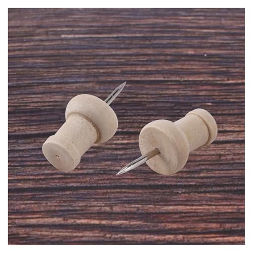 160Pcs H-Shape Wood Push Pins for Cork Board, Map, Photo Display - Steel Needle Thumb Tacks