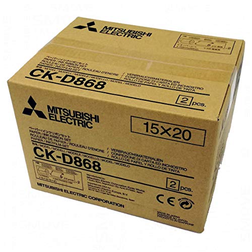 Mitsubishi CK-D868 2x Laminated Photo Paper Roll and 2x Ink Sheets, 4x6" (430 Prints/Roll) and 6x8" (215 Prints/Roll)