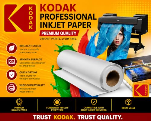 Kodak Wide Format Paper 42" x 150 FT 24# Professional Coated Bond, 3" w/2" Core Adapter, 1 roll/Ctn