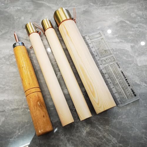 YCJZDIANPU Flint Knapping Tools Pad Kit, 4-Piece Flint Napping Tools,Flint Knapping Tool Kit for Stone Age Crafting, Includes Pressure Flaker and Copper, Ideal for Professionals and Beginners.