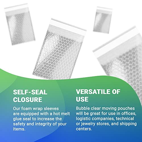 Amiff Shipping Bubble Bag, 4 x 7.5 Inches. 400 Pack Clear Bags for Packaging. Self Seal Bubble Pouches for Packing. Waterproof Polyethylene Storage Moving Bags. Packing Materials for Fragile Items