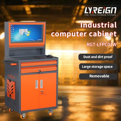 LYREIGN Industrial PC Cabinet, Mobile Security LCD Computer Cabinet Suitable for Workshop Garage Warehouse Factory