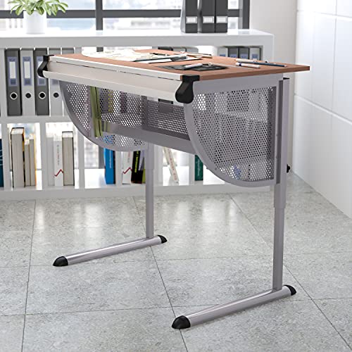 BizChair Adjustable Drawing and Drafting Table with Pewter Frame