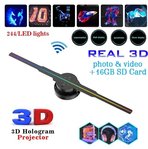 42cm 3D Holographic Fan WiFi Remote Custom Icons DIY Video Logo LED Neon Lights Rotating Display AD Projector