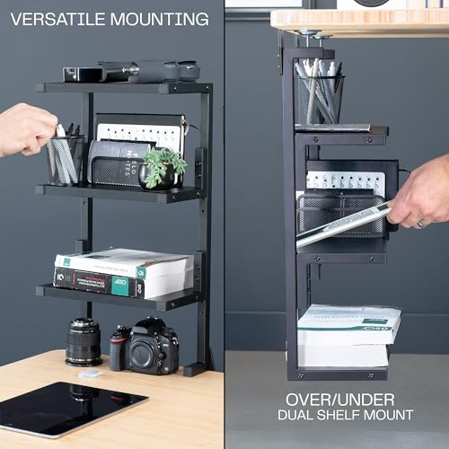 VIVO Black Clamp-on 13 in 3-Tier Desk Shelf, STAND-SHELF3C