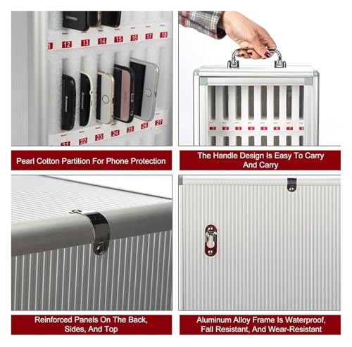 Cell Phone Locker, Cell Phones Storage Cabinet, Aluminum Alloy Cell Phones Holder Storage Box Pocket Chart Storage Locker Box for School Office(24)