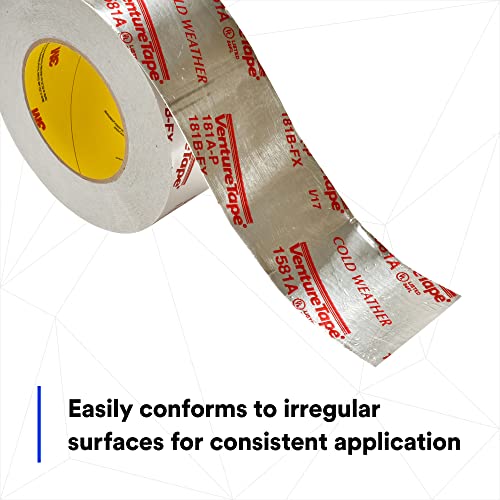 3M Venture Tape UL181A-P Aluminum Foil Tape 1581A, 3.89 in x 60 yd, 2 mil