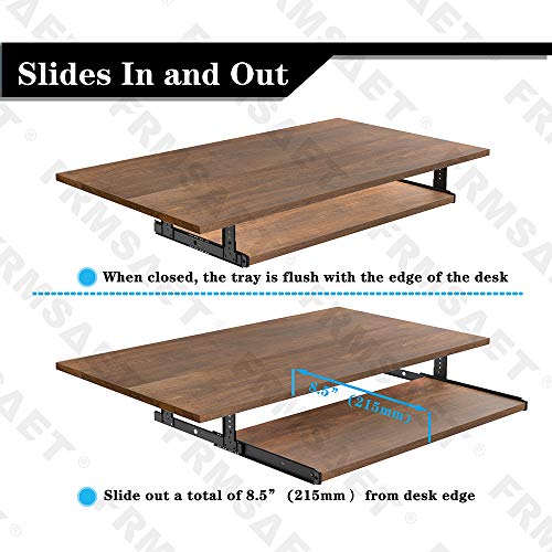 FRMSAET Under Desk 20/24/30 inch Keyboard Drawer Platform (24 in, Brown)