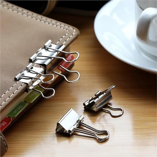Binder Clips 100Pcs Binder Clips File Metal Paper Clips Silvery Paper Clip Clamp 15/19/32/40/50mm Stationery Clip Office School Supplies(50mm)