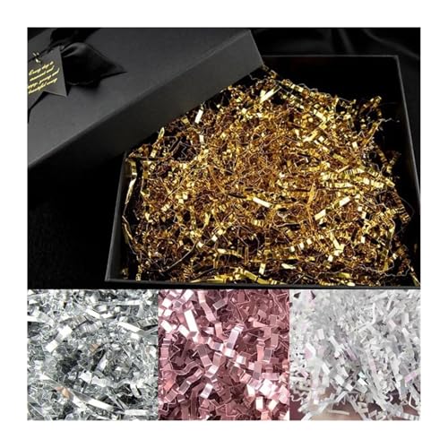HongJP Shredded gift filler 200g Metal Laser Colorful Shredded Crinkle Folds Craft Raffia Paper Candy Lipstick Gift Box Decor Packing Filler