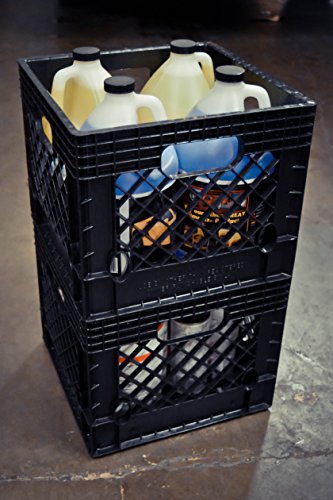 JEZERO 16 Quart 5-Pack Heavy Duty Plastic Crate | Stackable Multi-Purpose Storage Bin for Garage, Home, Office, Groceries, Outdoor, Camping & Kayaking | Black Utility Tote, 13" x 13" x 11"