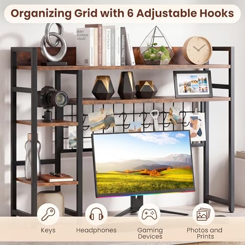 MAT EXPERT 37" Desk Hutch, Desktop Bookshelf for Up to 32" Computer Monitor