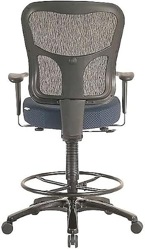 Tempur-Pedic TP8200C Fabric Drafting Stool with Backrest and Footrest with Lumbar Support, with Tempur Material, Cooling Gel Layer, Navy