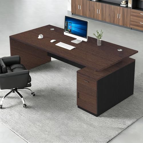 WYBFCWY Executive Office Desk with Storage Cabinet,Large Computer Desk for Home Office,Boss Table,Business Workstation,Modern Manager Desk for Manager,Employee,Home Office