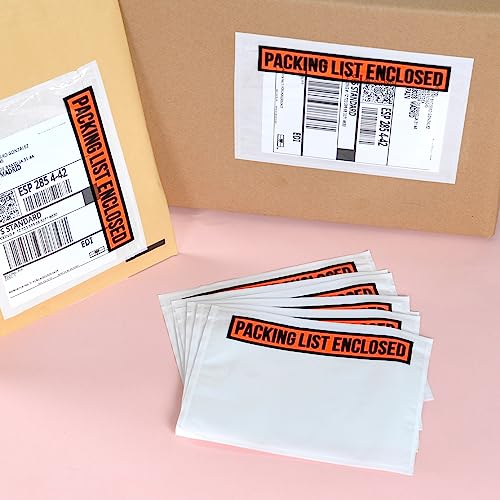 1000 PCS 7.5"x 5.5" Clear Self-Adhesive Packing List Envelopes - Plastic Shipping/Mailing Pouch Enclosed Bags for Packing Slips Invoice