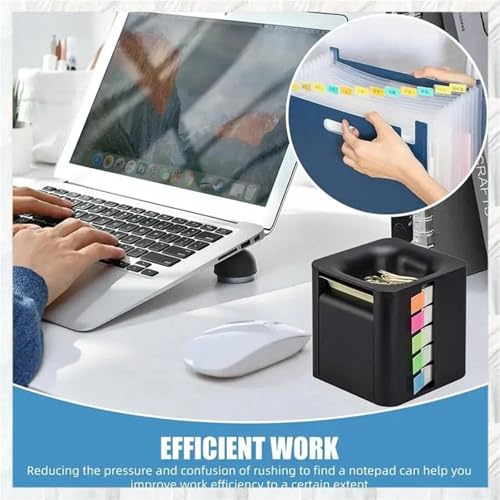 Xuanqiu 5-in-1 Cube Sticky Note Holder Dispenser with Notes Tabs Roll for Desk Organization