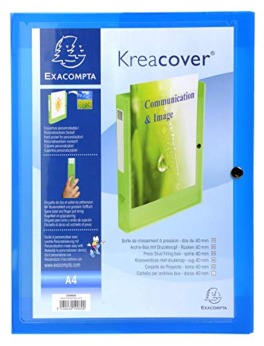 Exacompta Kreacover PP Press Stud Filing Box, A4, 40 mm Spine - Assorted Colours, Pack of 5