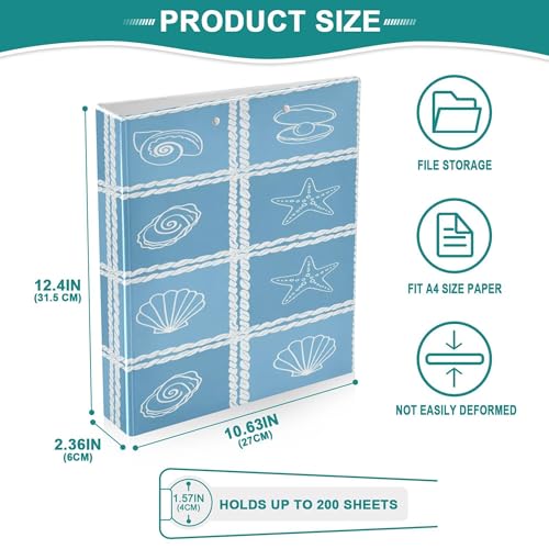 Xpdkjwd Shell Pattern 3 Ring Binder Can Hold 200 Letter Size Binders, Suitable for Home, Office, Dormitory, 2Pcs