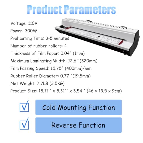 IntXanth 12.6'' Width A3 All Metal Thermal Laminating Machine, 4 Rollers